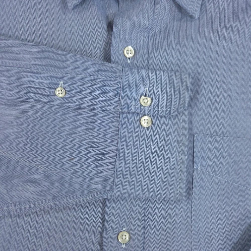 Polo Ralph Lauren Mens Andrew Solid Blue Shirt 17.5 36/37 Classic Work Office
